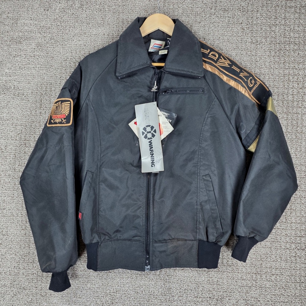 Vintage Hondaline Honda Goldwing Early Warning Motorcycle Jacket Black Mens M